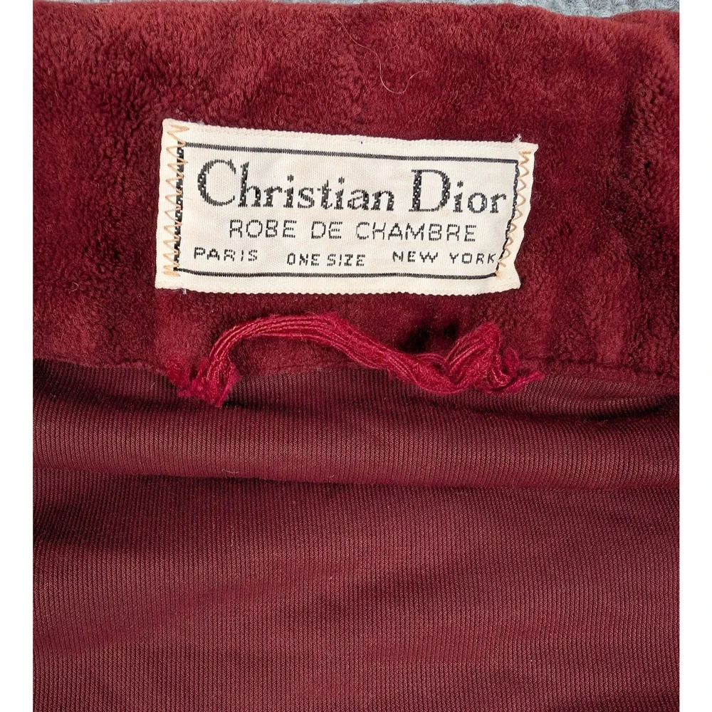 Vintage Christian Dior Robe One Size Red Velour Quiet Luxury Bath Old Money